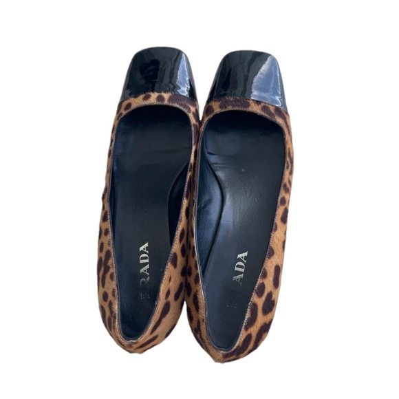 PRADA LEOPARD PRINT PONNY HAIR LEATHER AND PATENT SZ 8 - Picture 9 of 13